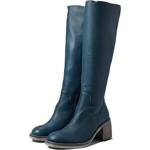Free People Essential Tall Slouch Boots Navy Blue Leather Women's Size 36 NWOB